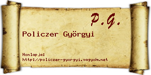 Policzer Györgyi névjegykártya